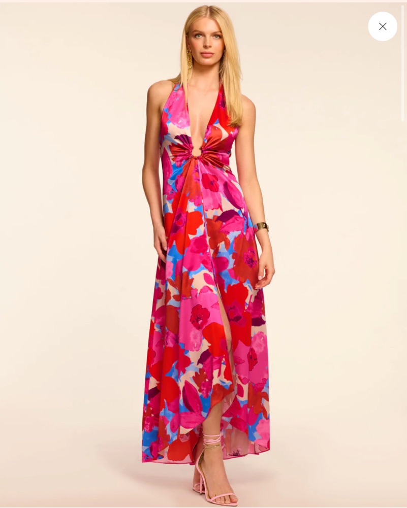 Darbi Silk Plunging Halter Gown by Ramy Brook - Pickle