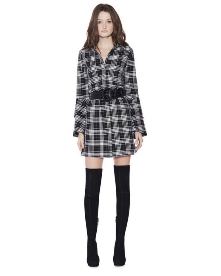 Alice & Olivia Plaid Bell Sleeve Dress - Image 1