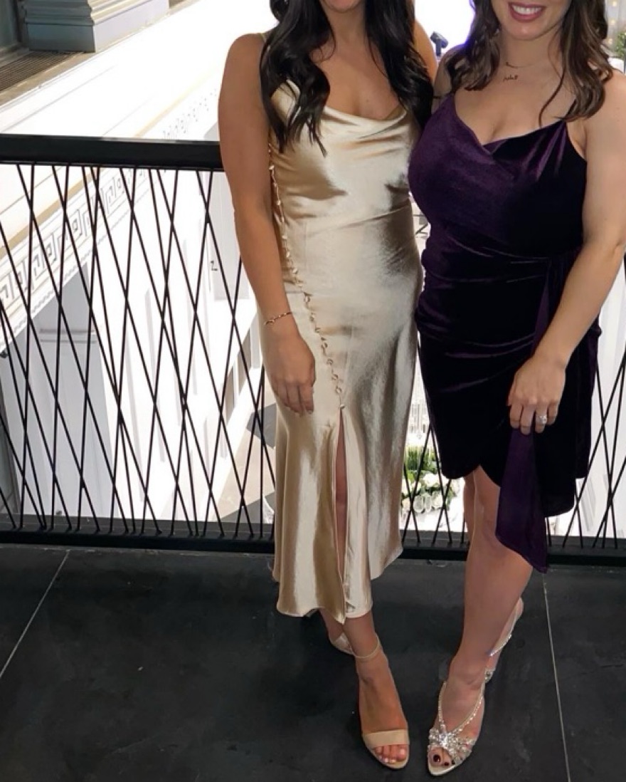 Gold Cowl Neck Dress with Slip - Image 1