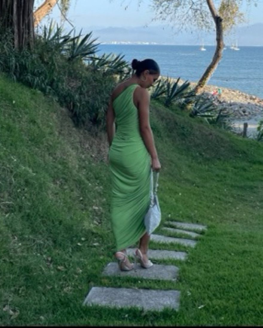 green emerald velvet dress Norma Kamali Cross Halter Fishtail Gown main image 1