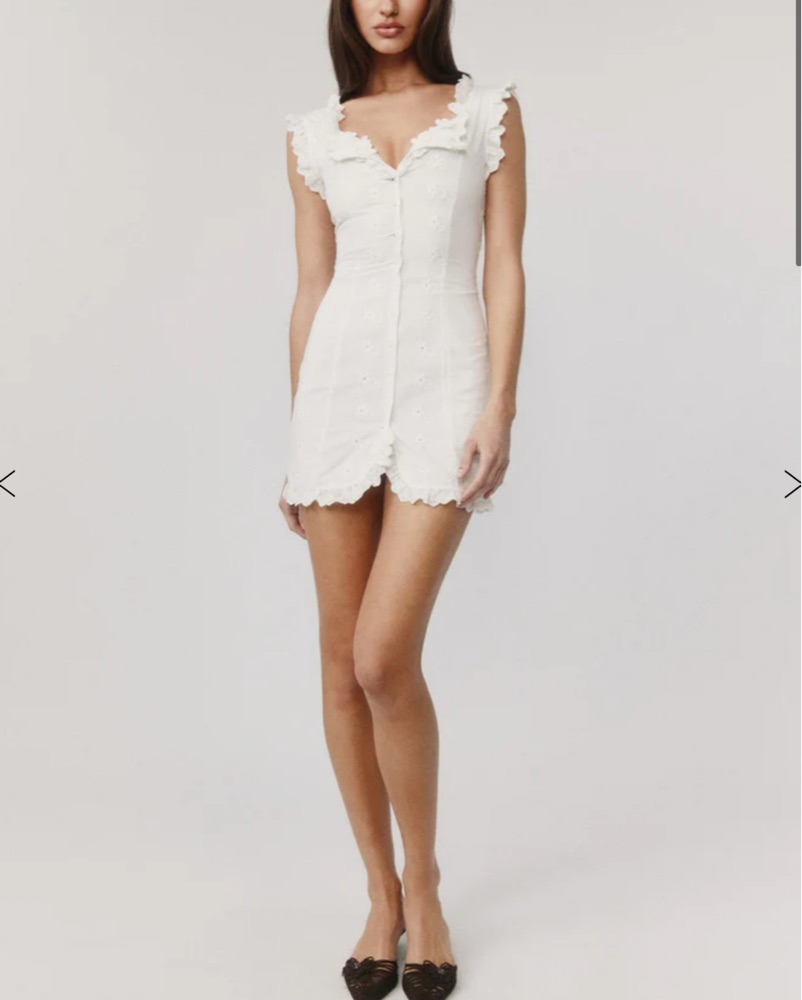 knee length dresses for ladies Buffalo Jeans Women's Lara Jean Eyelet Trim Mini Dress, Bright White main image 1
