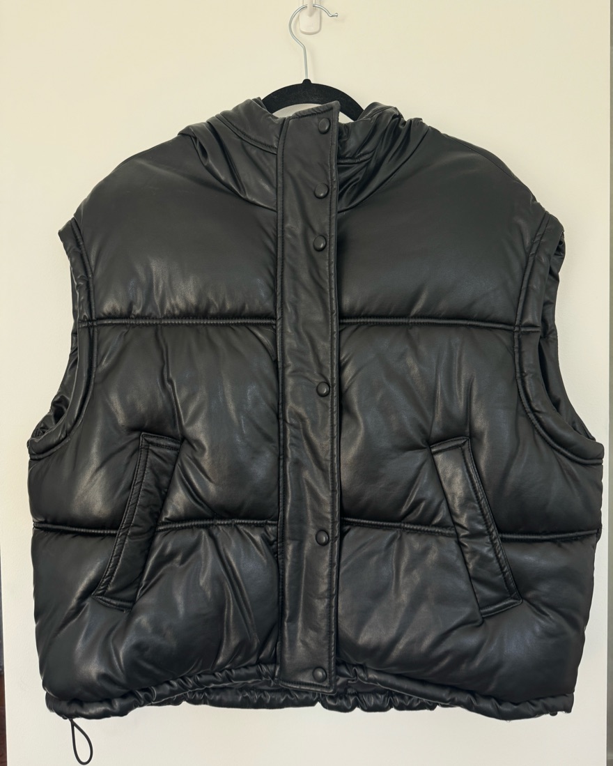 Zara Puffer Faux Leather Vest - Image 1