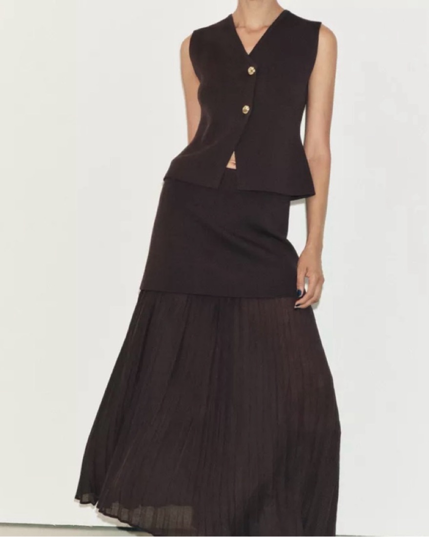 open lace back dress Zara Square Neckline Box Pleated Dress