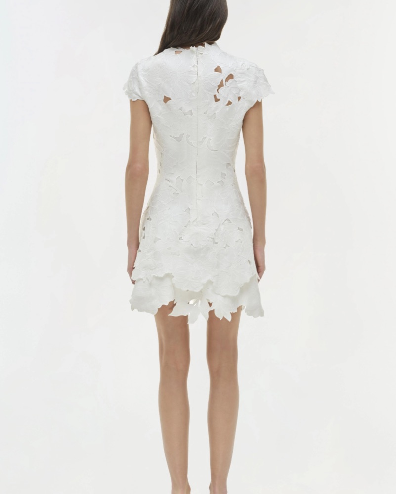 chinese dress ladies Jonathan Simkhai Journey Cutout Jacquard Mini Dress In Pastel Yellow S –  Afashionistastore