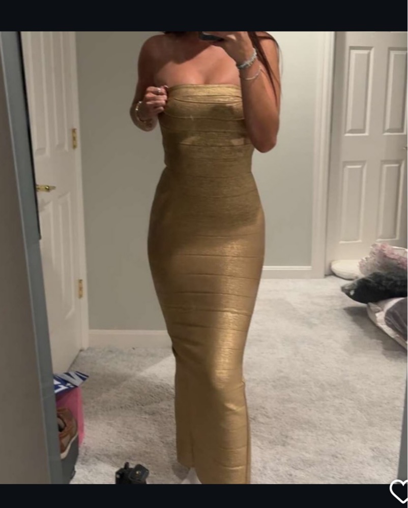 Gold Formal Maxi Dress by Bebe - Pickle