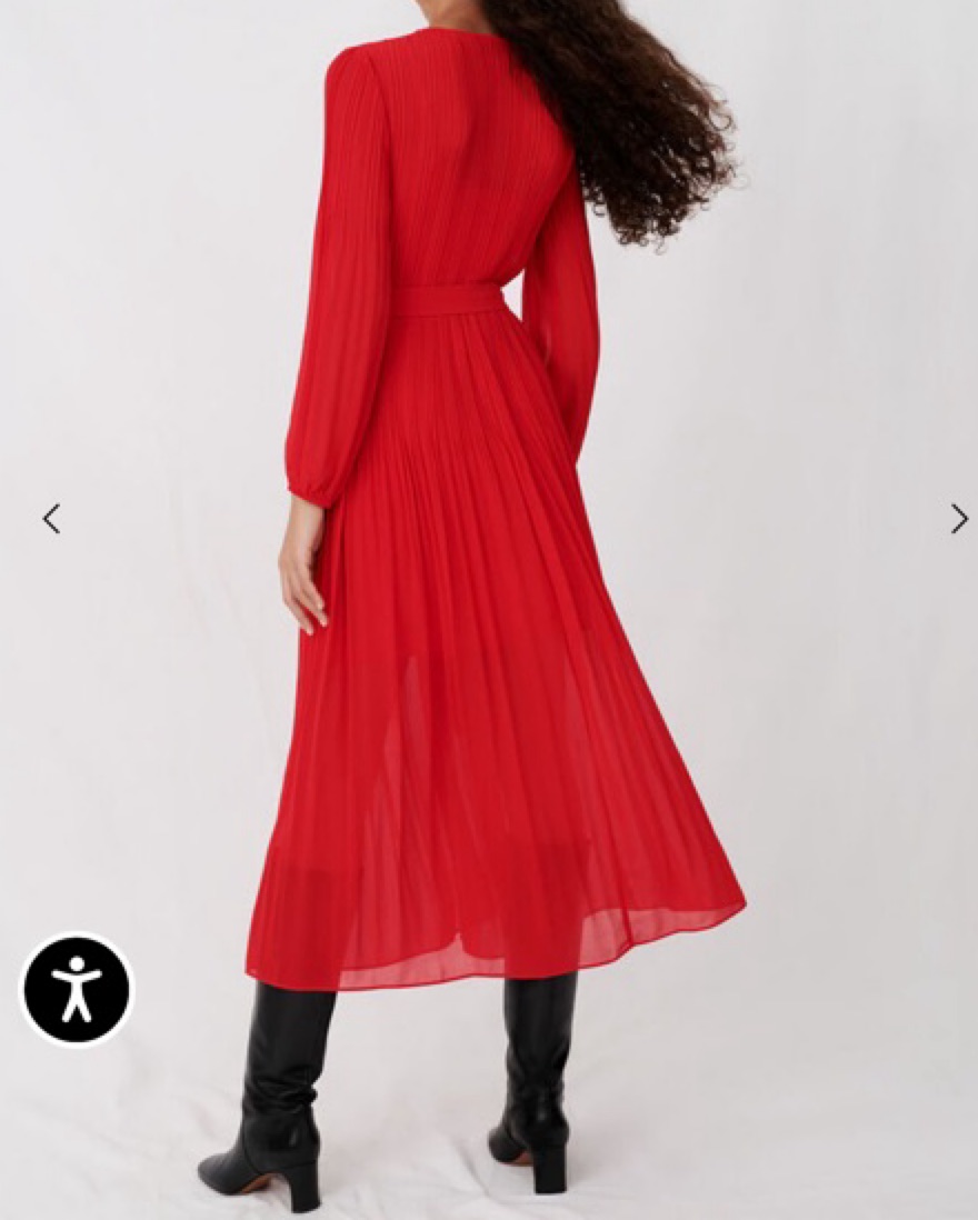 Maje Red Pleated Midi Dress by Maje - Pickle