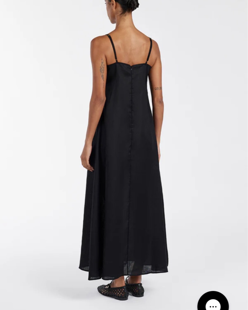 sachin and babi light blue dress Black Linen Cotton Mini Dress – Twist Strap Detail