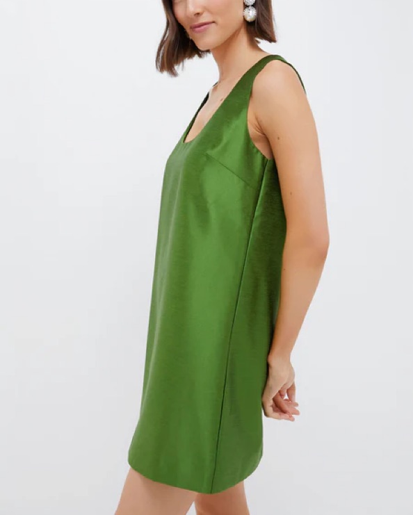 green emerald velvet dress Drewry Dress in Olive main image 0
