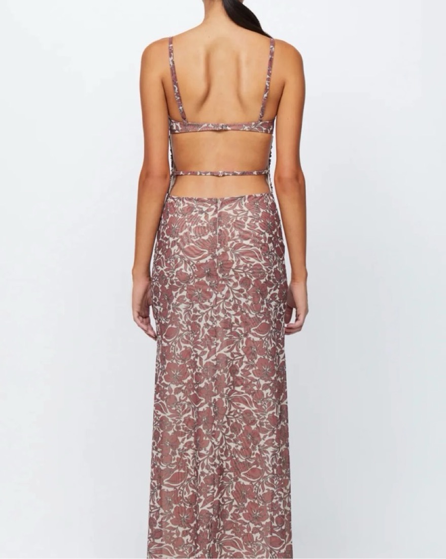 bec and bridge brown floral dress BEC + BRIDGE Camelia Maxi Dress Gardenia Floral