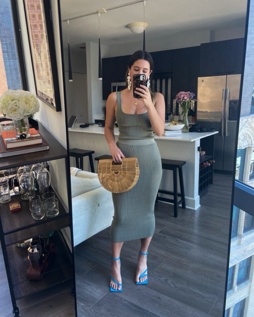 slim fit dress slacks Anine Bing | Lanie Dress - Ivory and Army Green Stripe main image 1