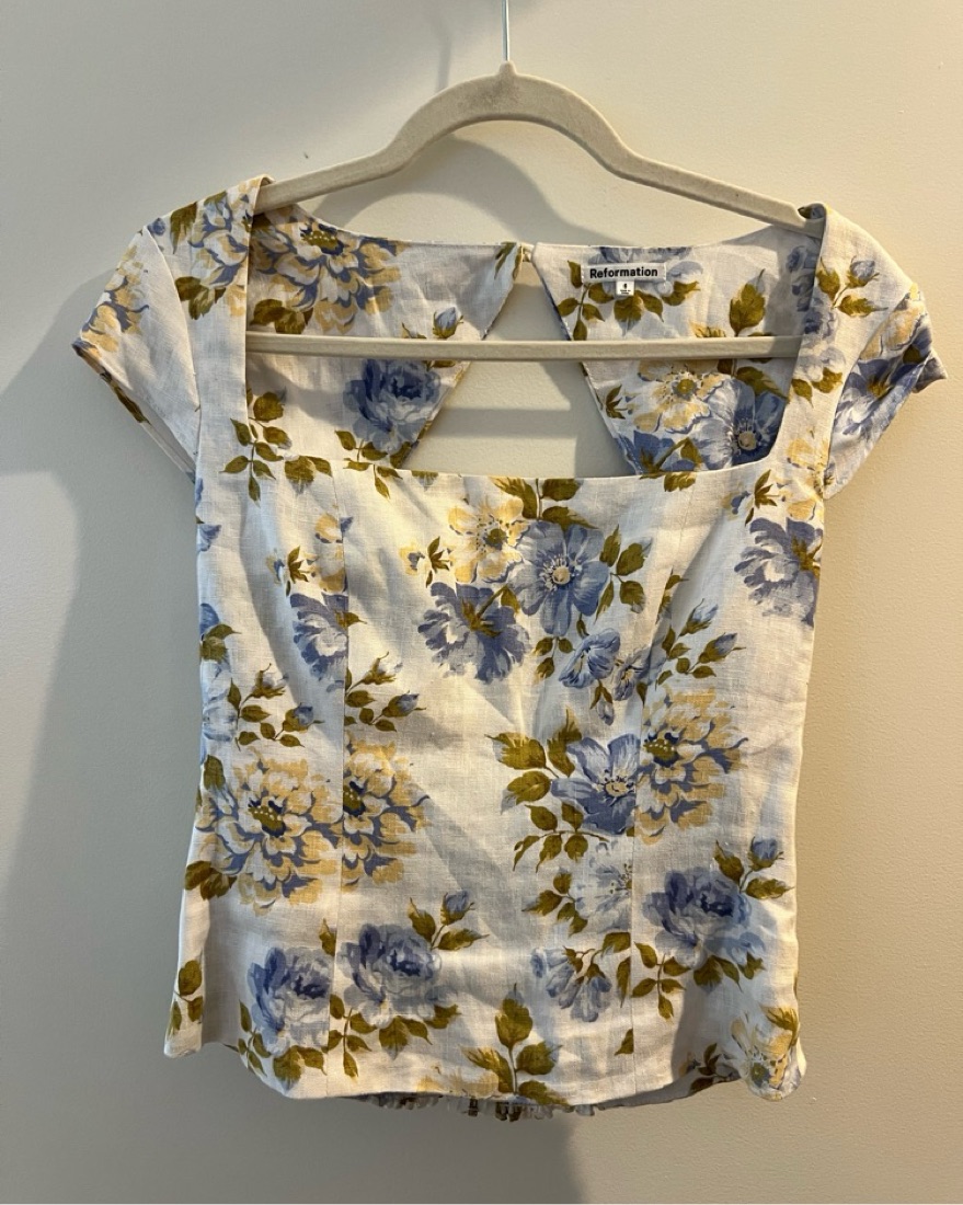 Reformation Cora Linen White Top - Image 1