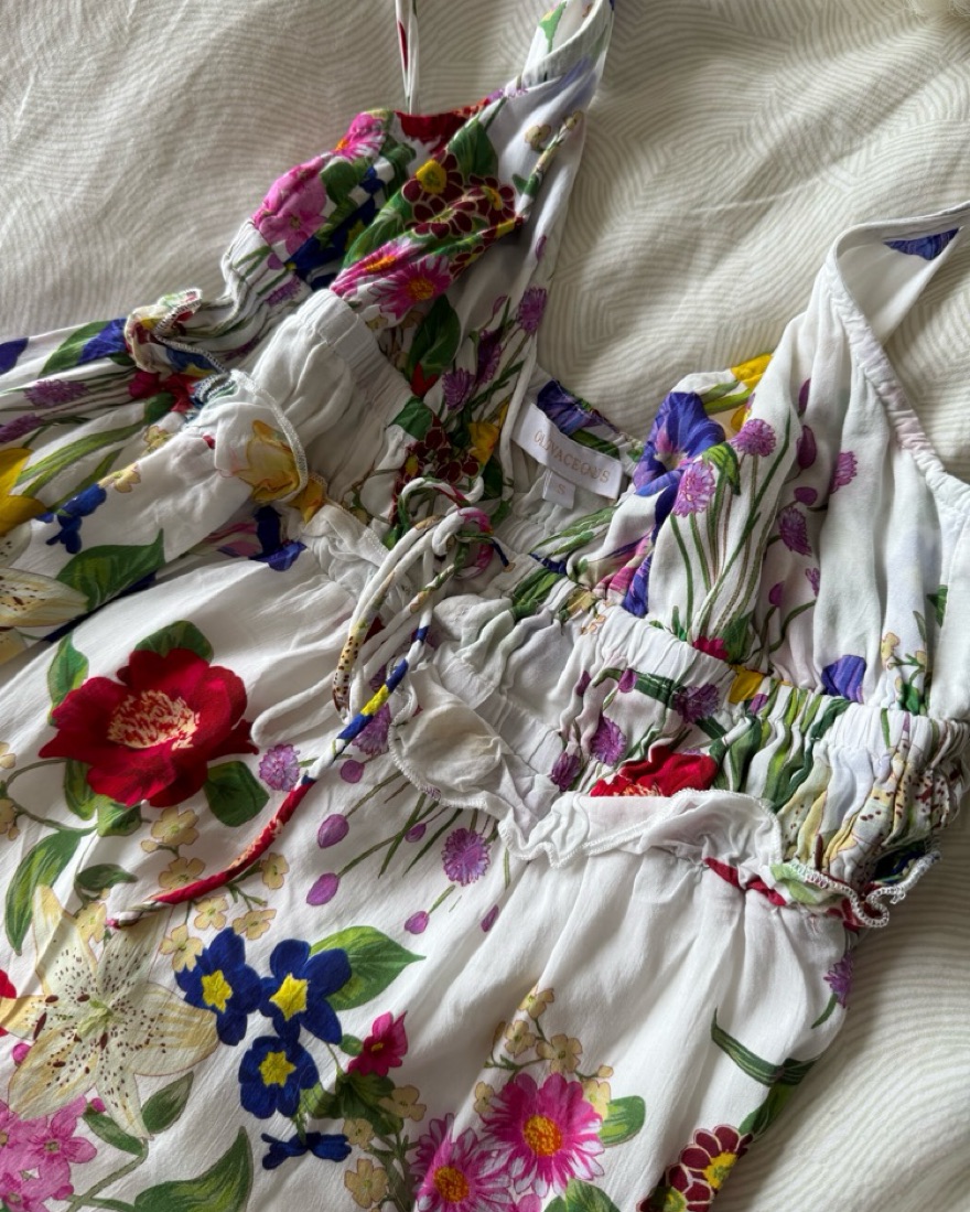 White & Colorful Floral Maxi Dress by Oliviaceous - Pickle
