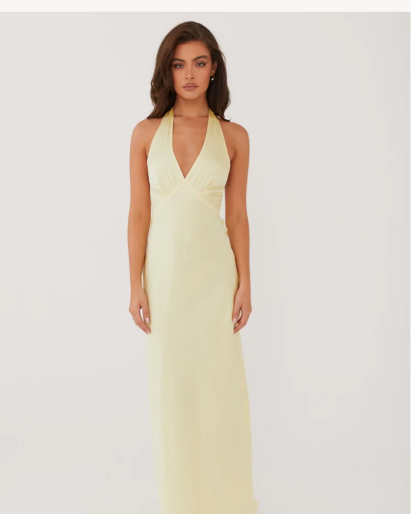 Elegant Yellow Halter Maxi Dress by Peppermayo US - Pickle
