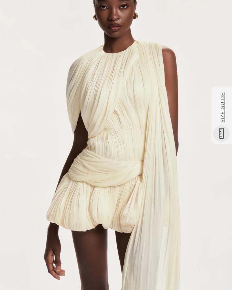 knee length dresses for ladies Eugnie Fully-Pleated Ruffled Mini Dress in Neutrals M / Neutrals