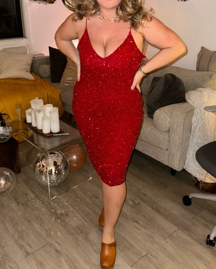 Red Retrofete Billie Sequin Dress - Image 3