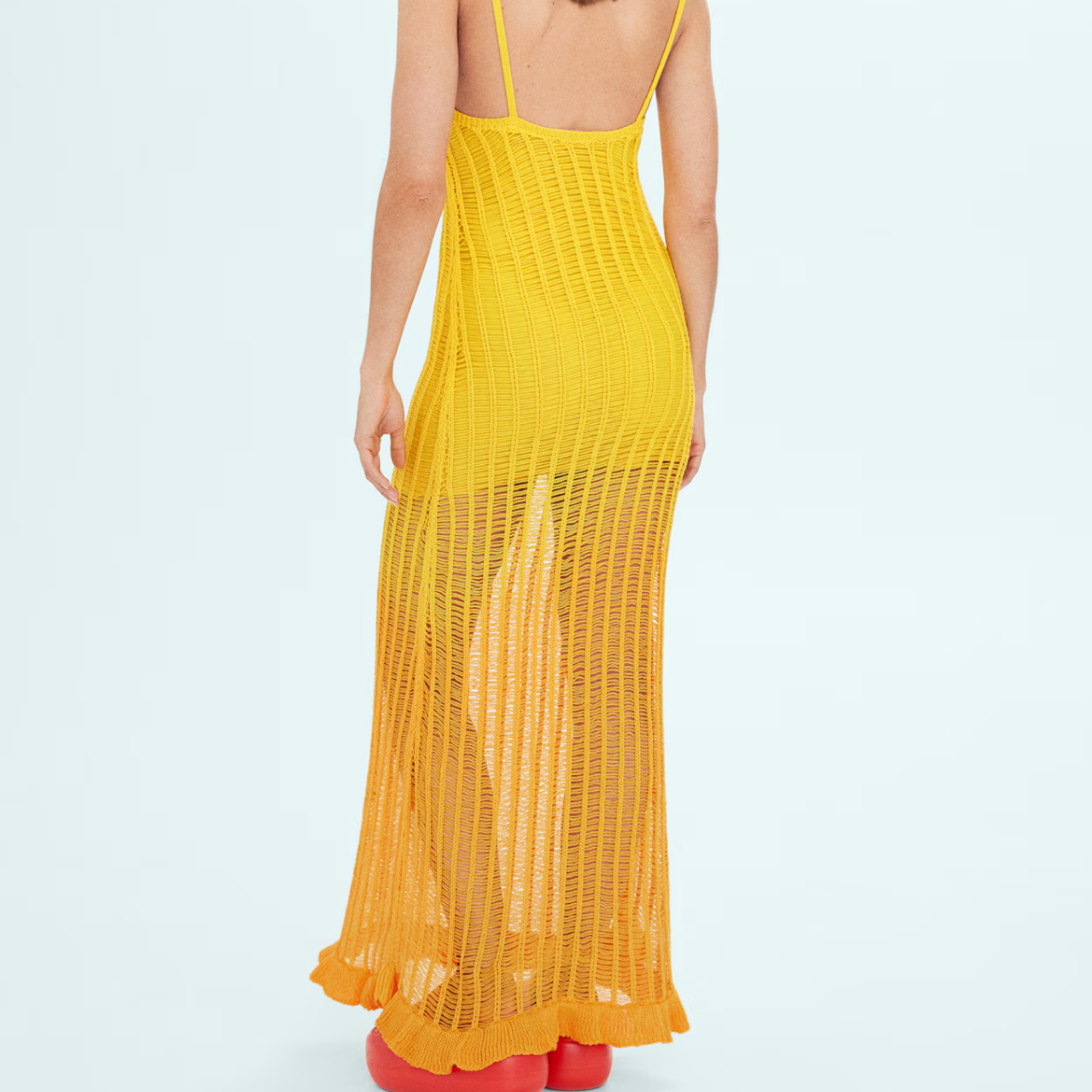 white christmas dresses Siula Crochet Maxi Dress | Yellow main image 0