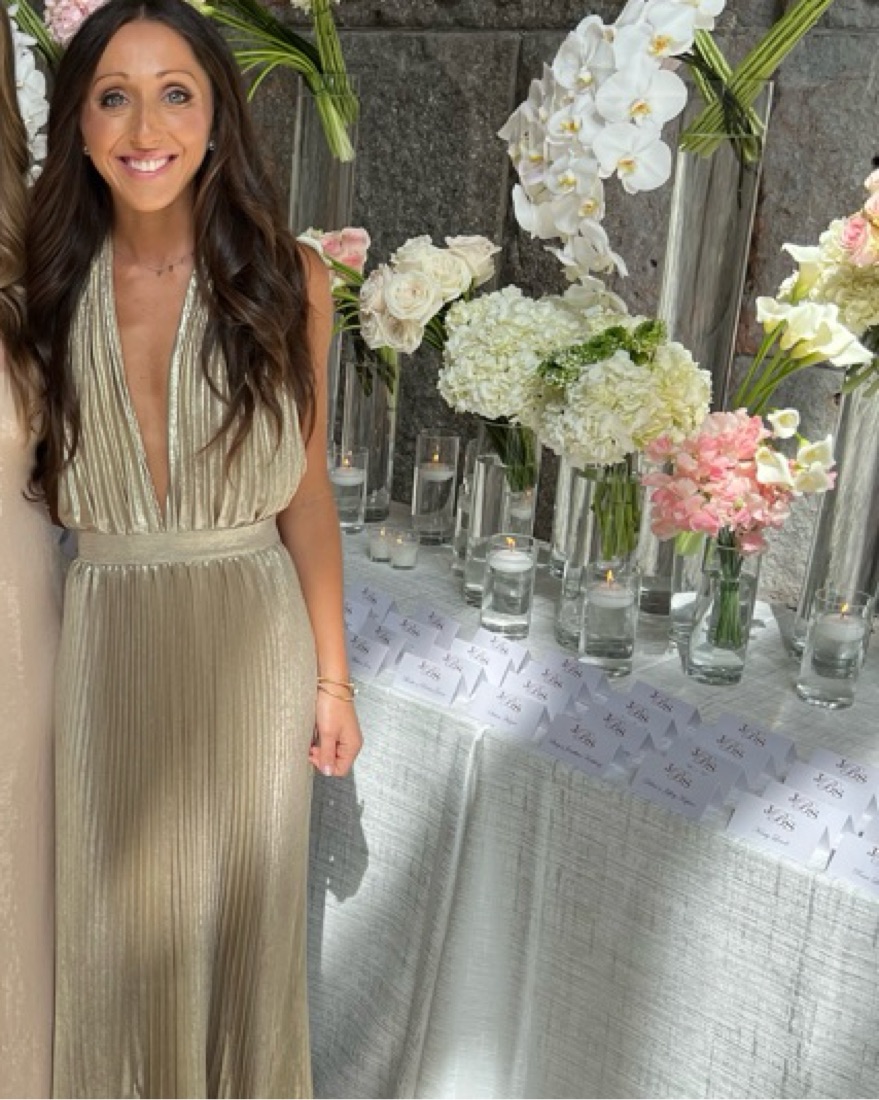 L'IDEE Moderniste Gown In Gold Shimmer by Lidee - Pickle