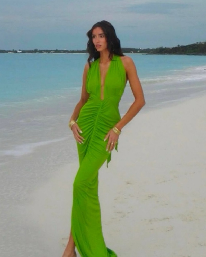 Rat & Boa Green Ruched Maxi Dress by Rat & Boa - Pickle