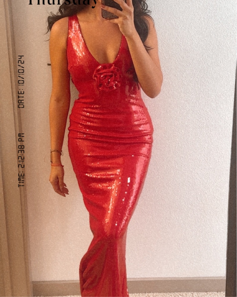 strapless open back dress Meshki Caspian Red  Hire For A Night