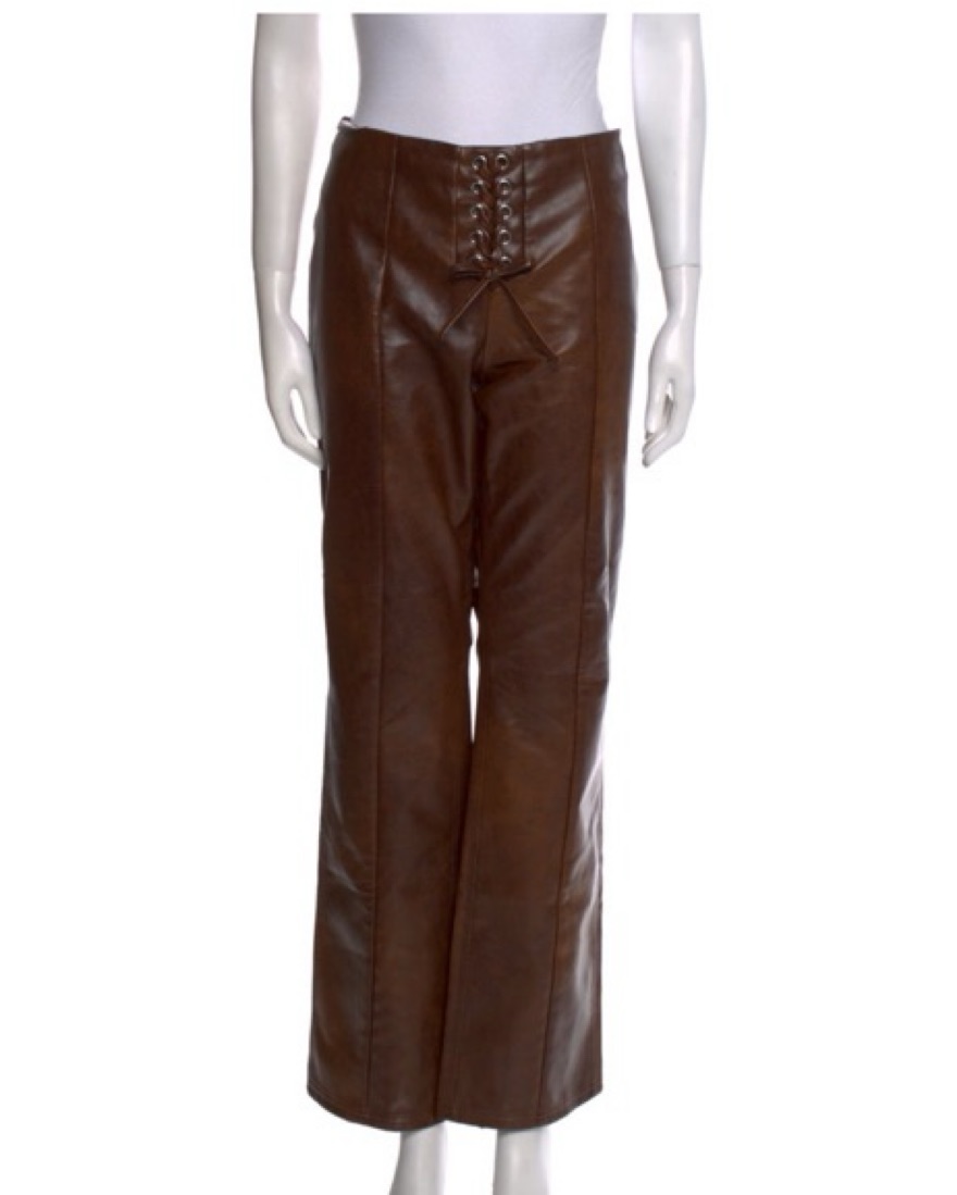 Low Waisted Leather Lace Up Pants - Image 1
