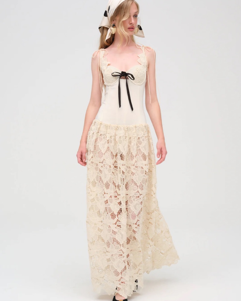 chinese dress ladies Coco Lace Silk Dress – Gold Hawk Clothing main image 1