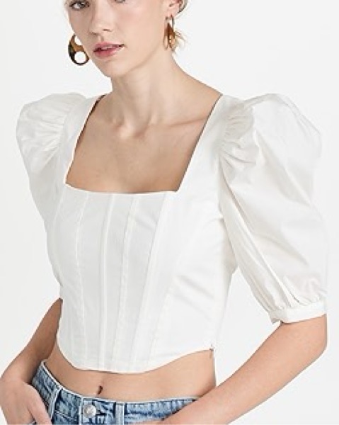 Puff Sleeve White Corset Top - Image 3