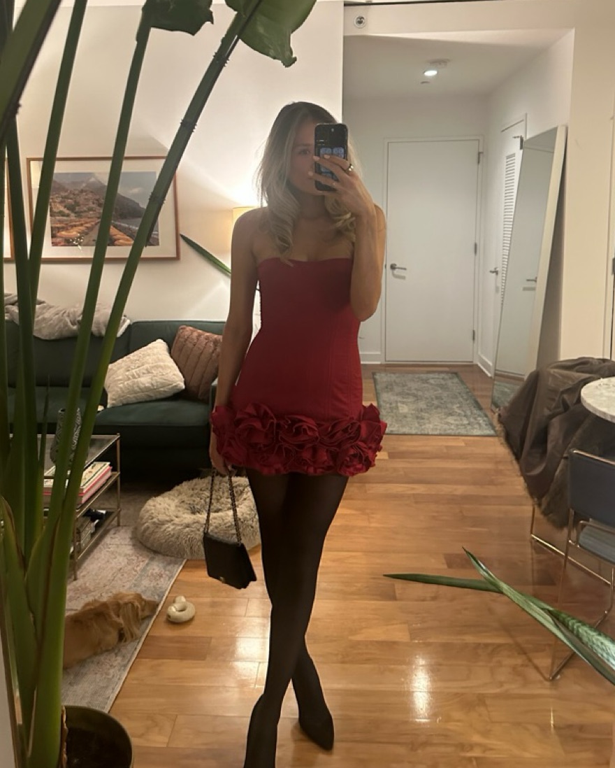 Red Ruffled Corset Mini Dress - Image 5