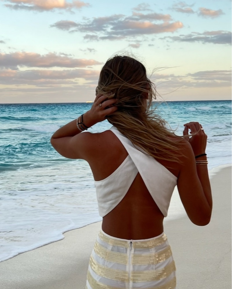 White Linen Backless Summer Top - Image 2