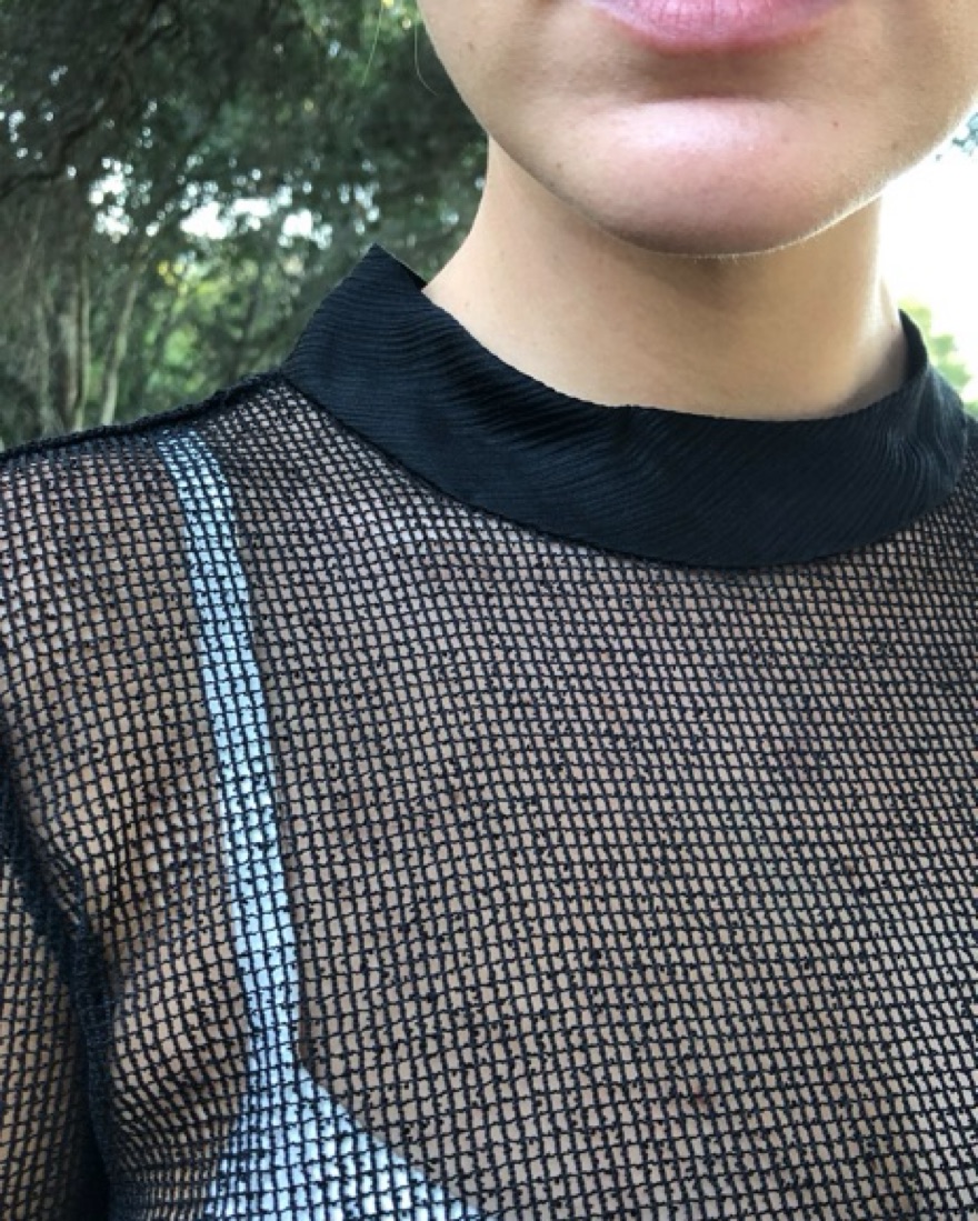 Black Mesh Dress With Silk Detailing - Image 4