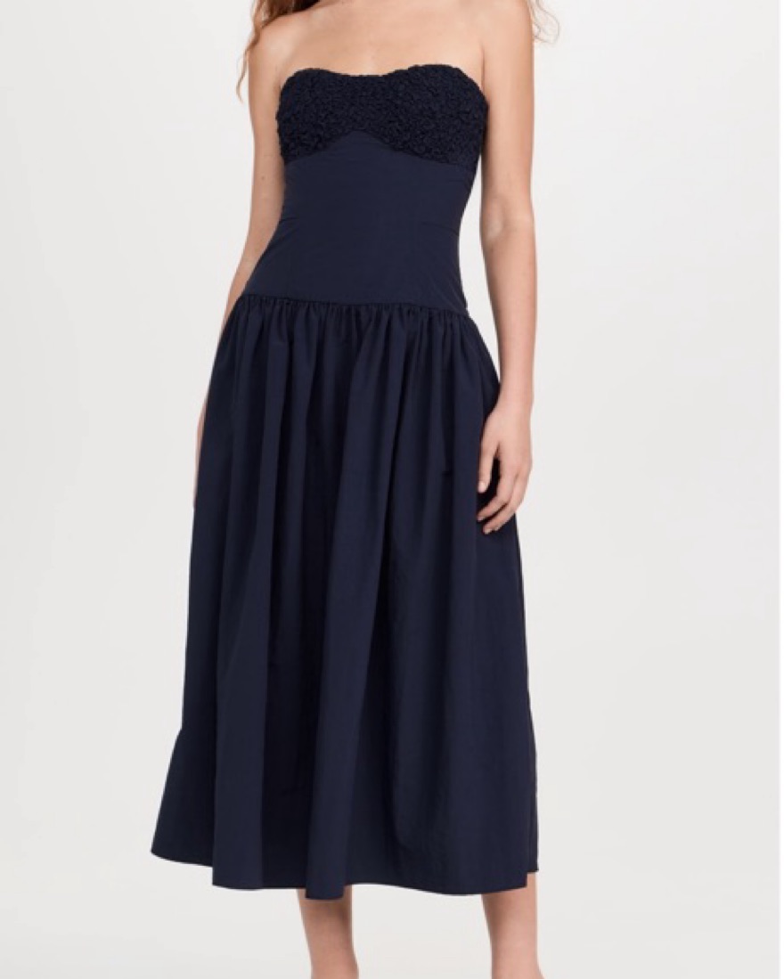 Navy Drop Waist Midi Dress by Moon River - Pickle