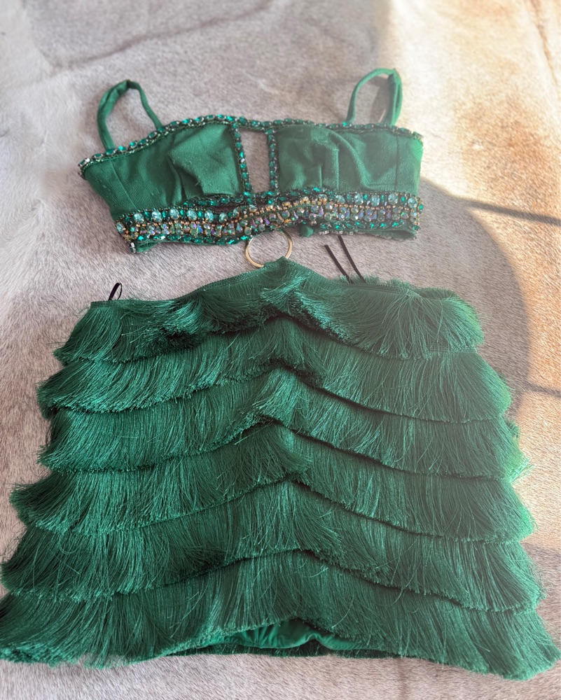 Patbo Green Jewel Fringe Dress Xs Rare by PatBo - Pickle