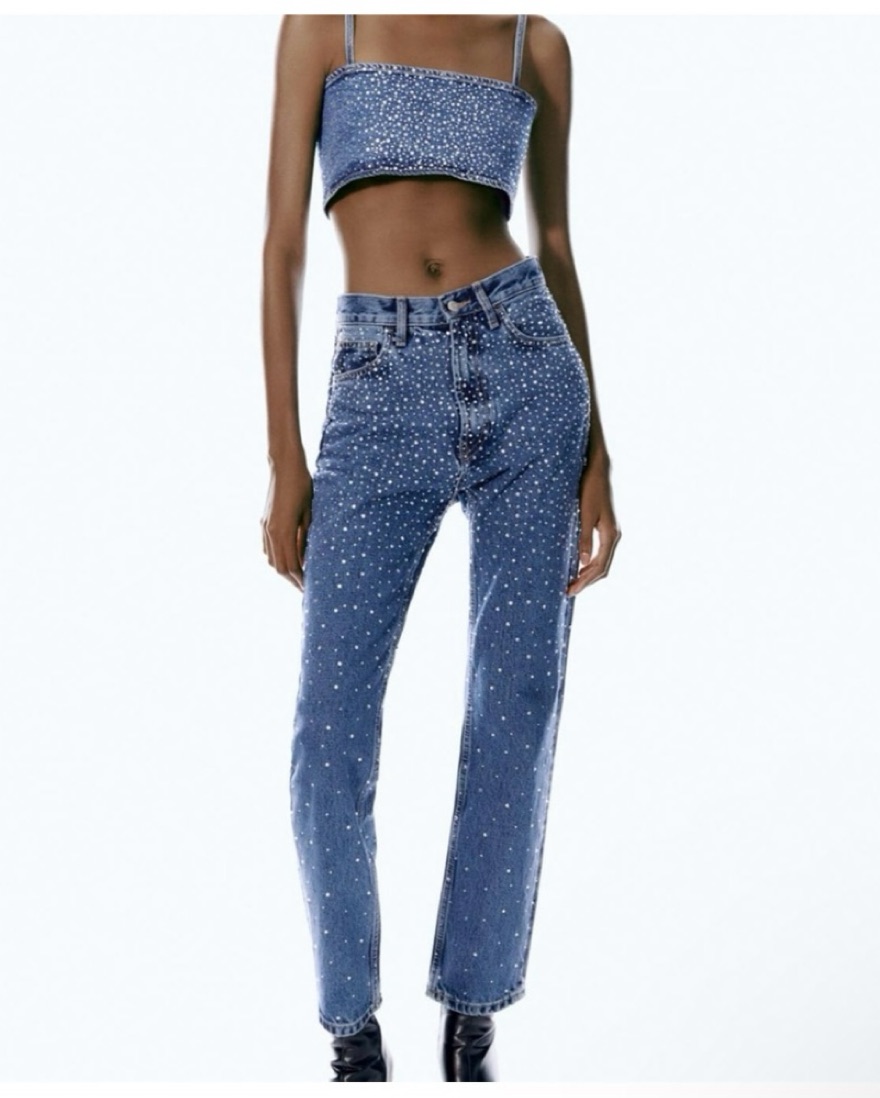 Zara Rhinestone Denim  - Image 1