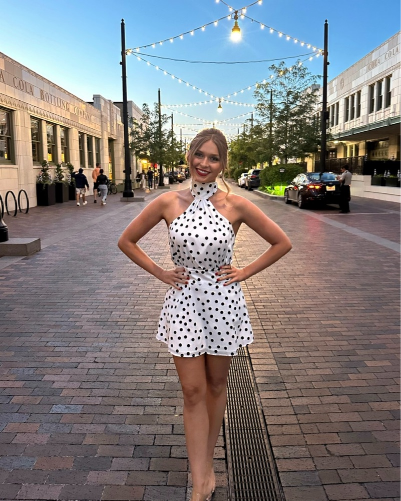 Brienne Mini Dress (in Polka Dots) by Revolve - Pickle