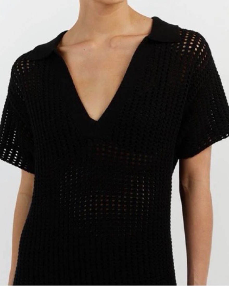 white christmas dresses AGNES BLACK CROCHET HALTER DRESS main image 0
