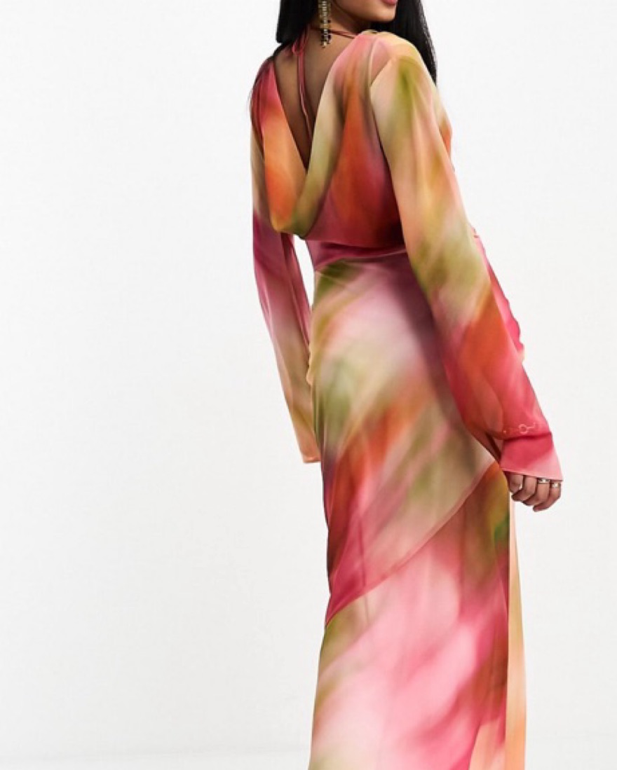 Cowl Neck Chiffon Marble Maxi Dress ASOS - Image 5