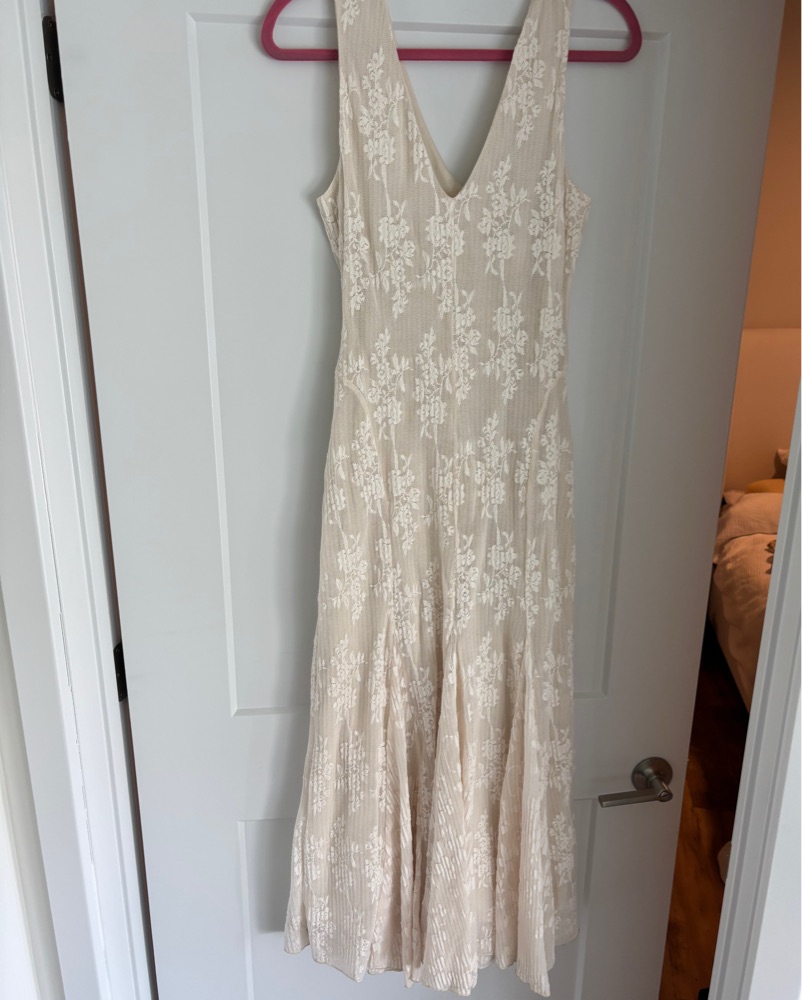 Elegant Floral Lace Midi Dress by Macys - Pickle