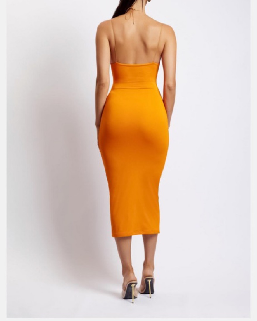 strapless open back dress Yellow Satin V-Neck Open Back Mermaid Party Prom Dress – Movousdress main image 1