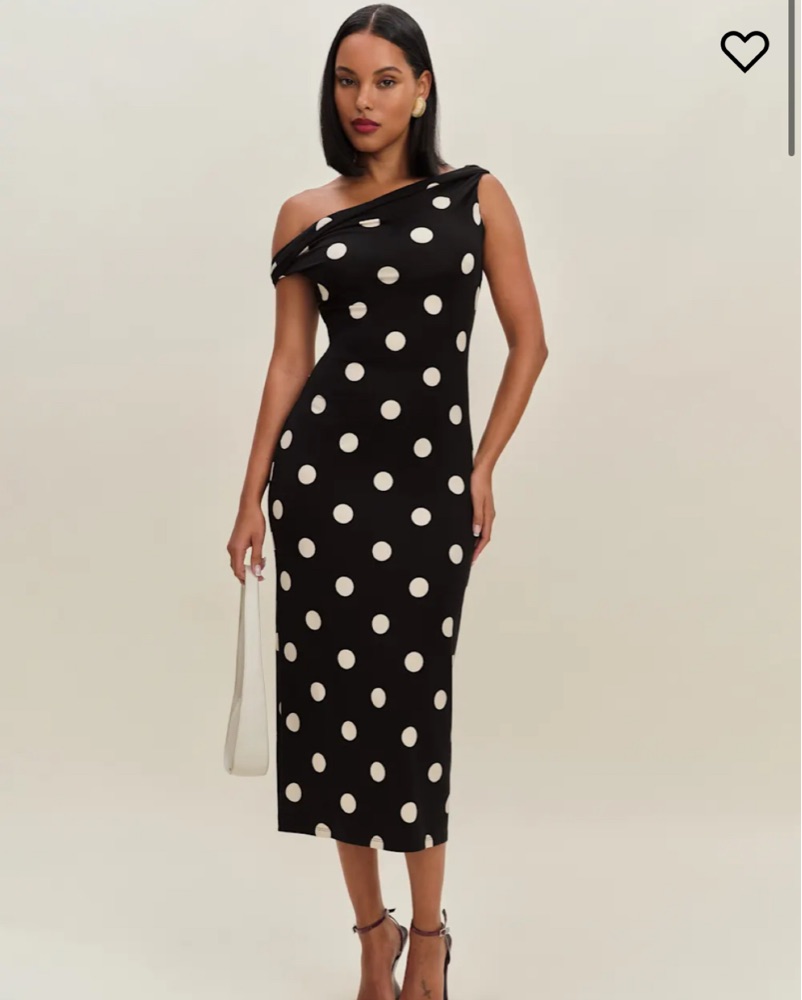 Jamen Knit Dress- Black/White Polka Dots by Reformation - Pickle