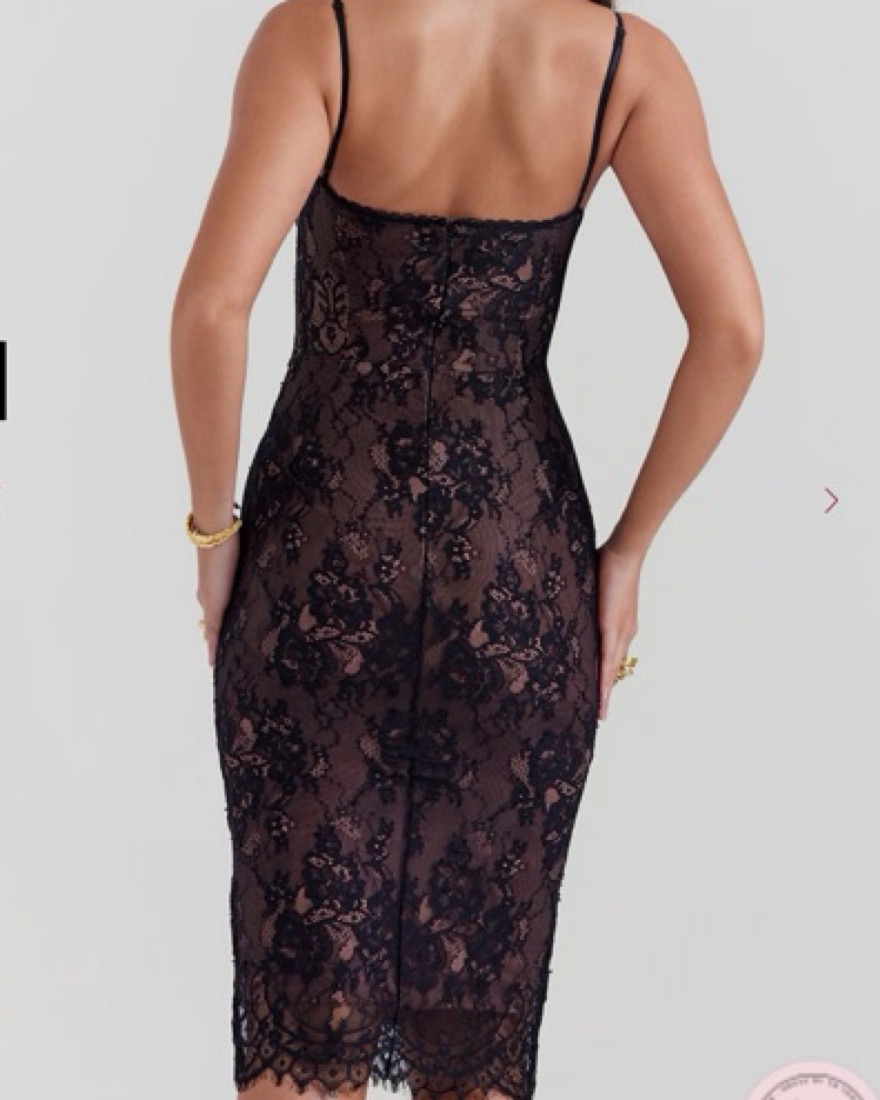 chinese dress ladies Lace Black Midi Dress for Cocktail Party main image 0