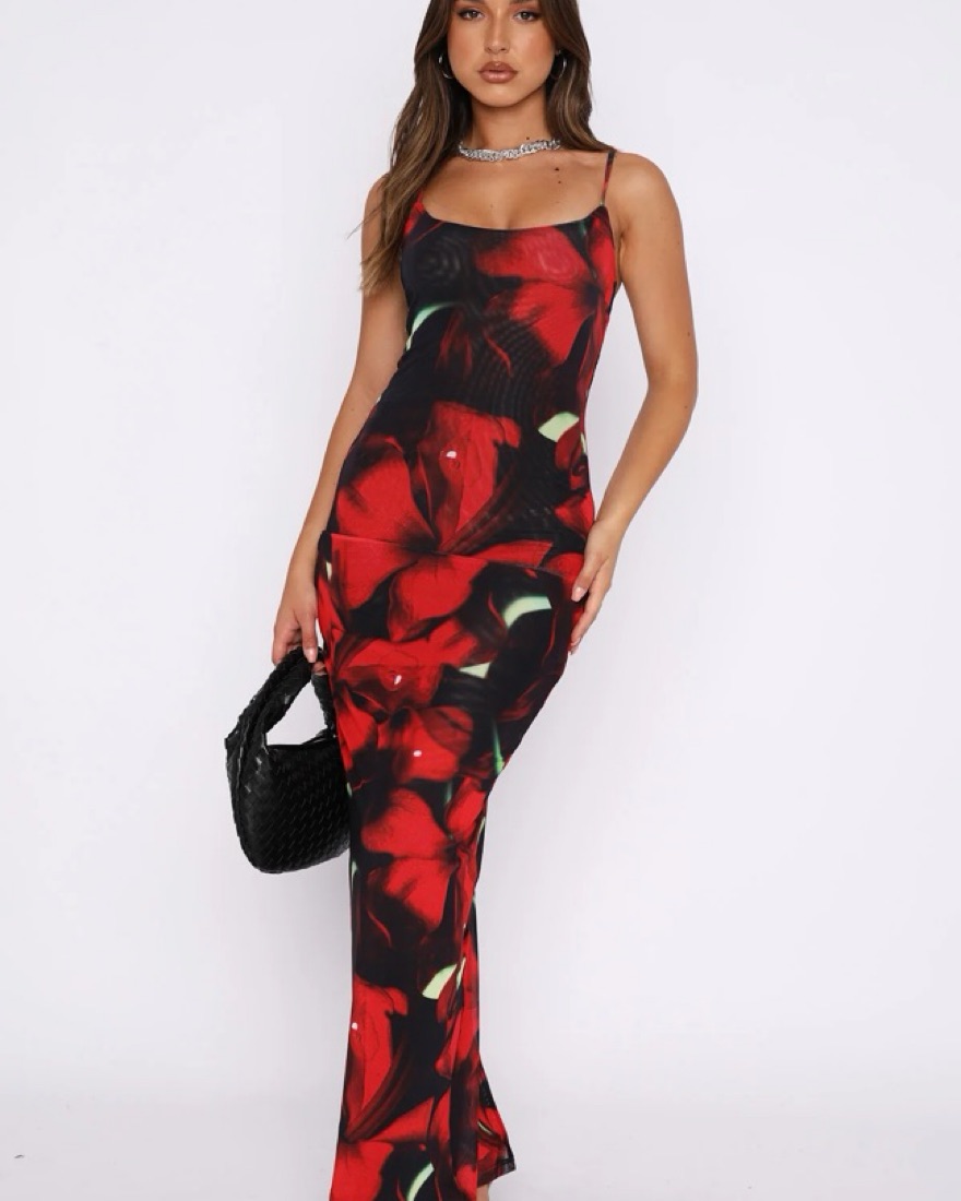 open lace back dress Poppy Dream Maxi Dress Red
