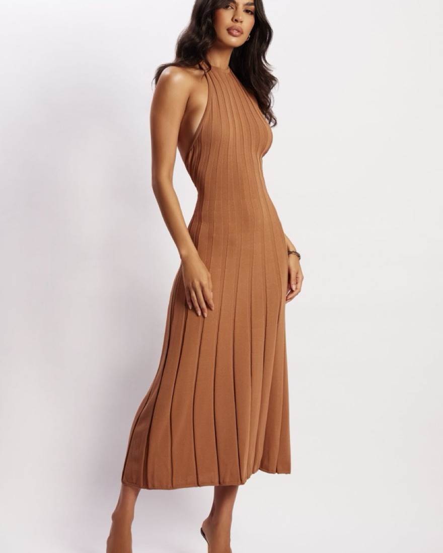 Meshki Adrienne Halter Neck Midi Dress by Meshki - Pickle