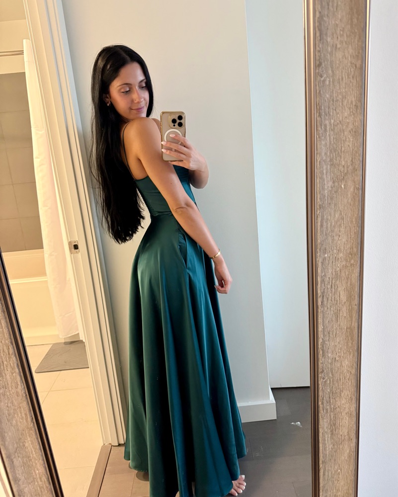 Stunning Emerald Satin Gown by B Darlin - Pickle