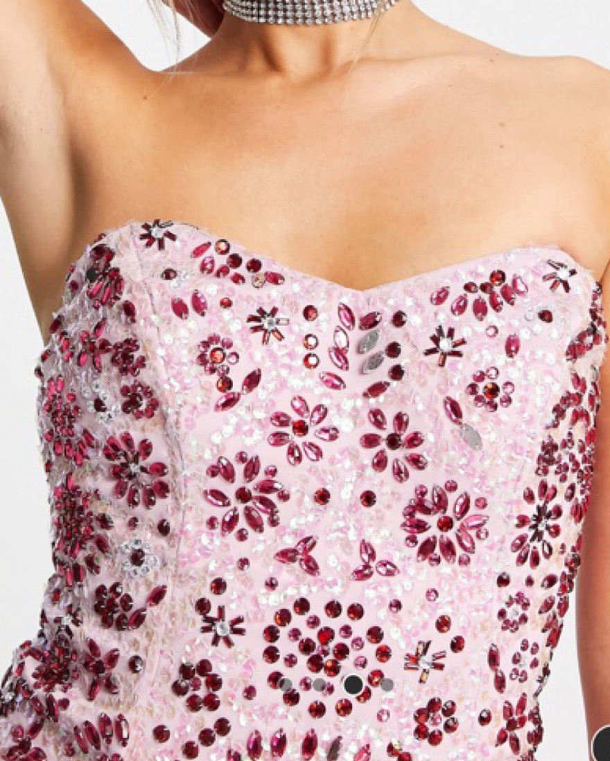 Sweetheart Neckline Pink Beaded dress - Image 3