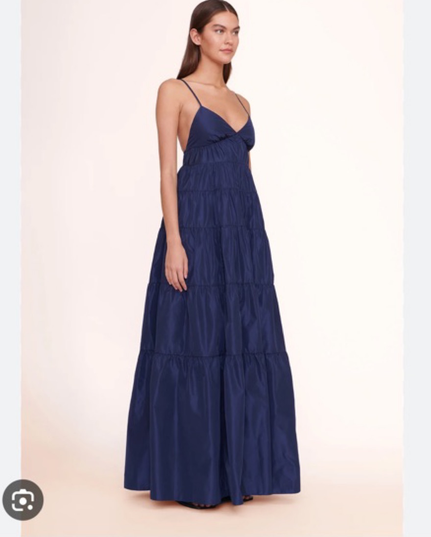 Staud Ripley Tiered Maxi Dress In Navy by Staud - Pickle