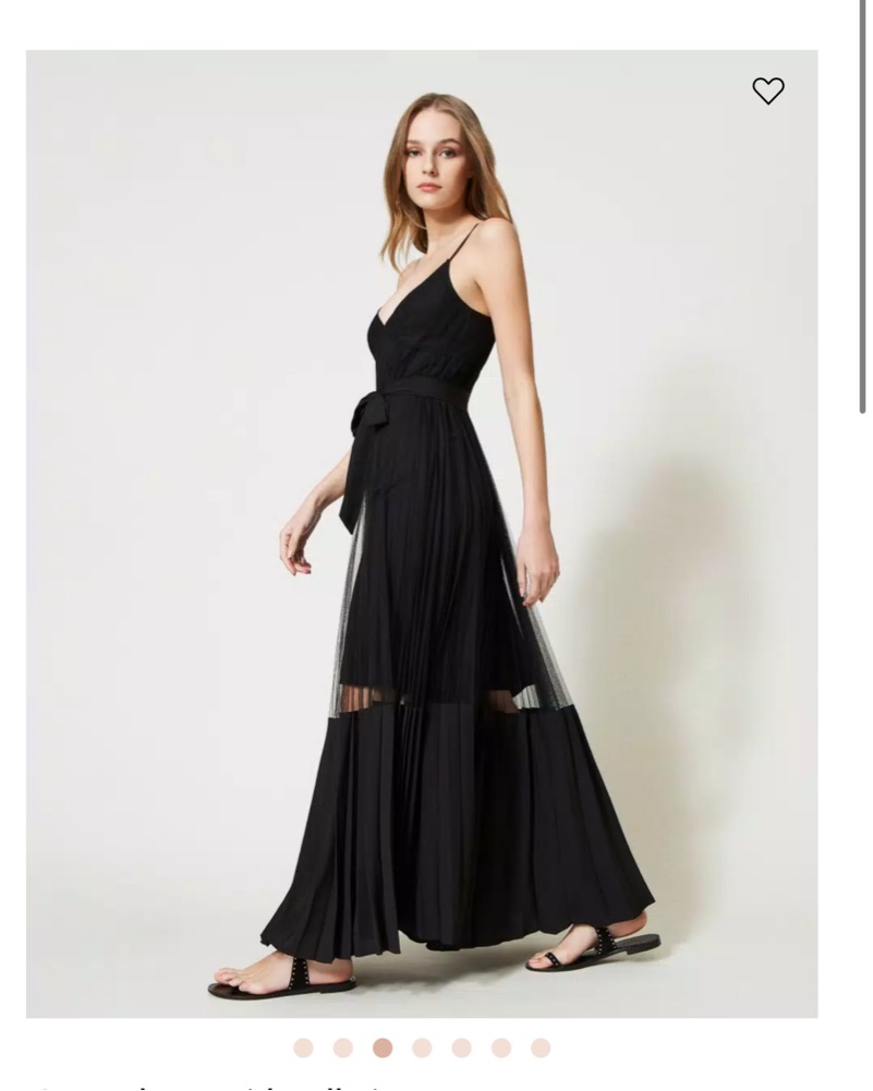 Twinset Black Tulle/Pleated Maxi Dress by TWINSET - Pickle