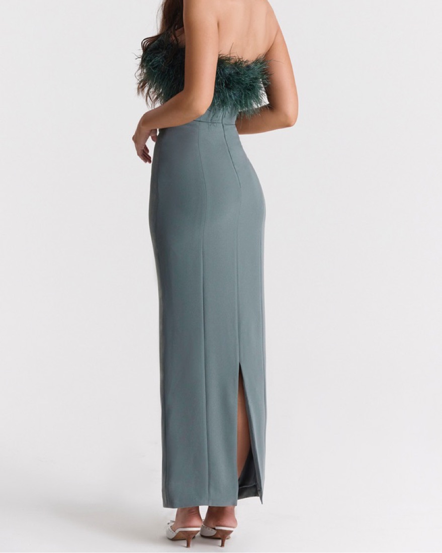 House of CB Juliene Feather Dress by House of CB - Pickle