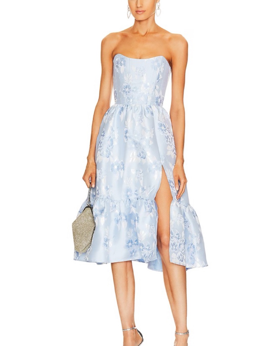 knee length dresses for ladies The Cora Dress in White Baroque Floral main image 1