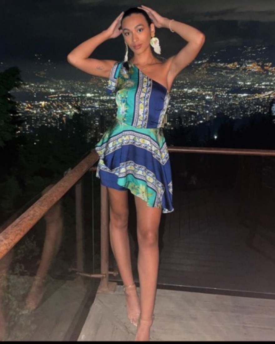 Blue Mix Print One Shoulder Romper - Image 4