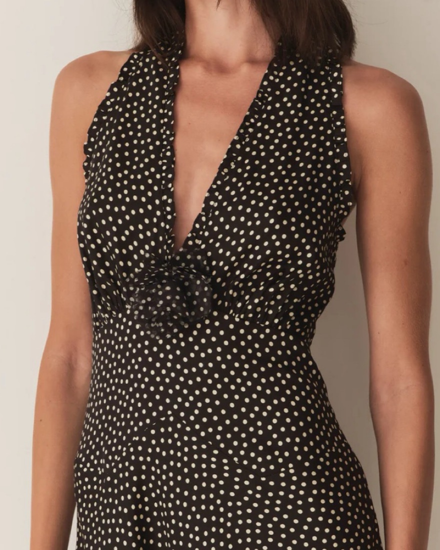 slim fit dress slacks Black Polka Dot Halter Midi Dress & Reviews - Black - Dresses main image 1