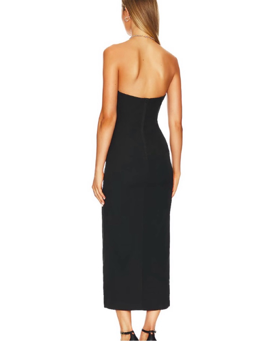 highneck midi dress Fuchsia High Neck Midi Dress with Side Cutout and Sculpting Fit S
